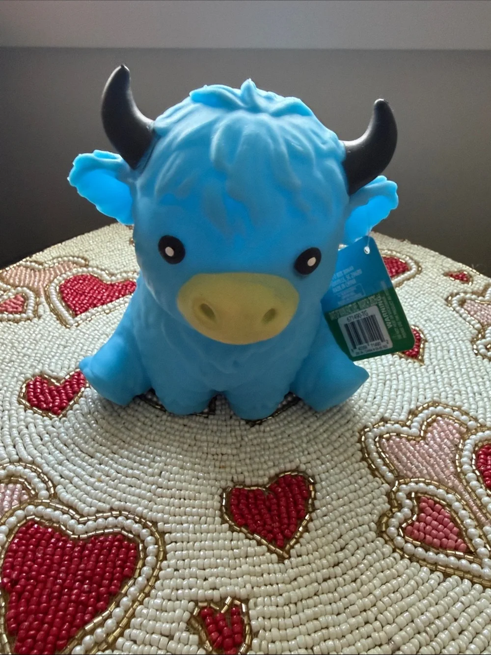 Plush Blue Yak Figurine Decorative Accent